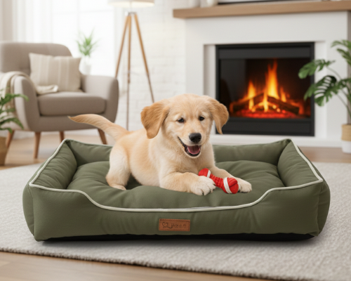 Panier vert pour Chien Imperméable & Robuste – Le Couchage Tout-Terrain "Barnabé"
