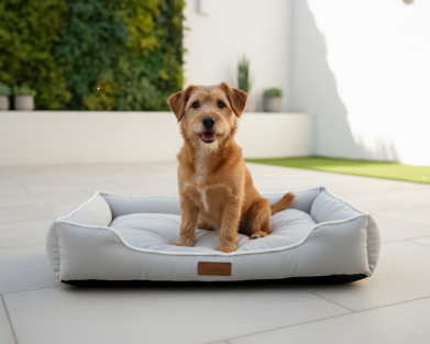 Panier gris pour Chien Imperméable & Robuste – Le Couchage Tout-Terrain "Barnabé"