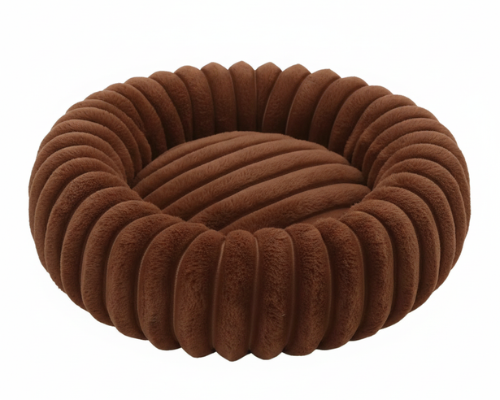 Panier Marron Rond en Velours Côtelé – Le Cocon de Douceur "Félix"