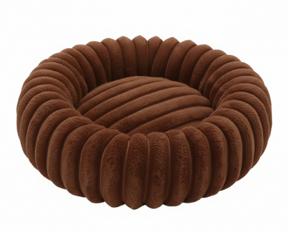 Panier Marron Rond en Velours Côtelé – Le Cocon de Douceur "Félix"