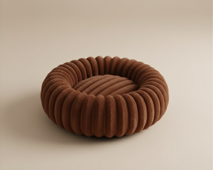 Panier Marron Rond en Velours Côtelé – Le Cocon de Douceur "Félix"