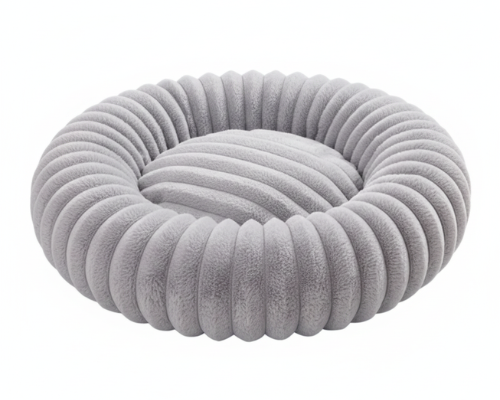 Panier Gris Rond en Velours Côtelé – Le Cocon de Douceur "Félix"