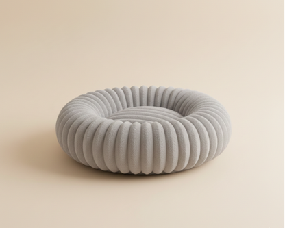 Panier Gris Rond en Velours Côtelé – Le Cocon de Douceur "Félix"