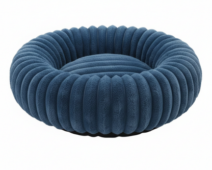 Panier Bleu Rond en Velours Côtelé – Le Cocon de Douceur "Félix"