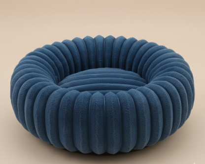 Panier Bleu Rond en Velours Côtelé – Le Cocon de Douceur "Félix"