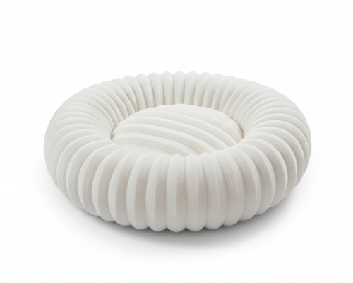 Panier Blanc Rond en Velours Côtelé – Le Cocon de Douceur "Félix"