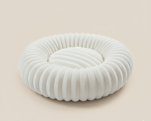 Panier Blanc Rond en Velours Côtelé – Le Cocon de Douceur "Félix"