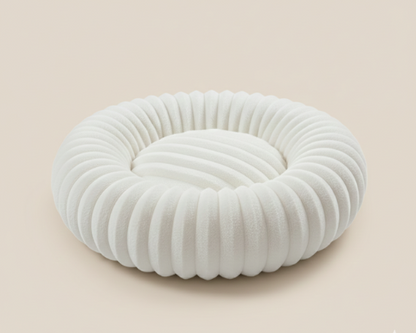 Panier Blanc Rond en Velours Côtelé – Le Cocon de Douceur "Félix"