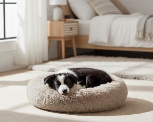 Panier Rond Café Apaisant en Peluche – Le Lit Douillet "Marius"