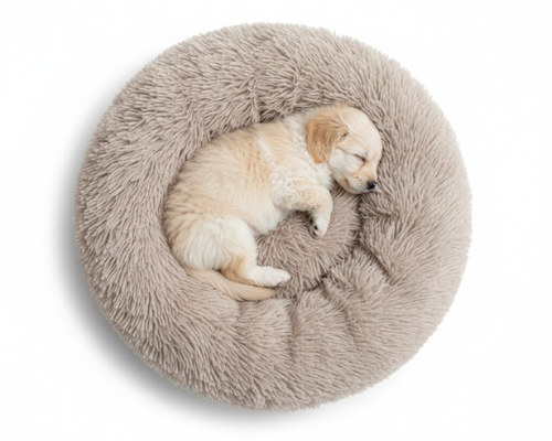Panier Rond Café Apaisant en Peluche – Le Lit Douillet "Marius"