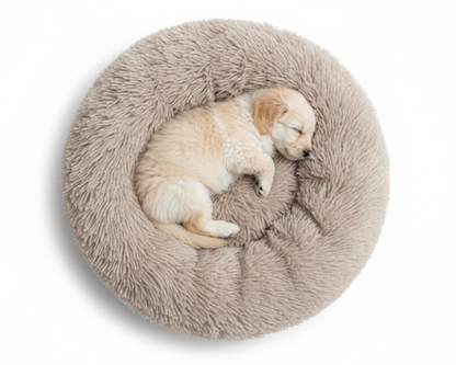 Panier Rond Café Apaisant en Peluche – Le Lit Douillet "Marius"