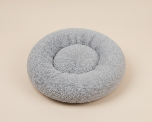 Panier Rond  Gris Apaisant en Peluche – Le Lit Douillet "Marius"