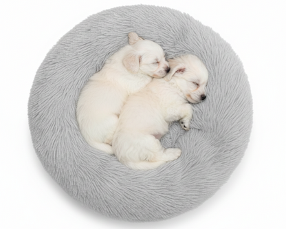 Panier Rond  Gris Apaisant en Peluche – Le Lit Douillet "Marius"