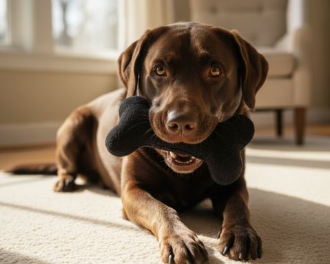 Black Textured Bone Dog Toy – The "Oscar" Playmate
