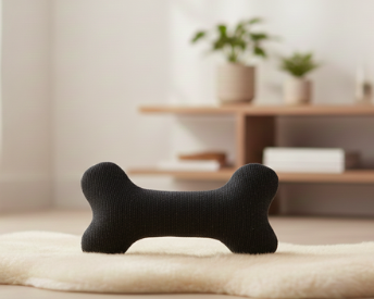 Black Textured Bone Dog Toy – The "Oscar" Playmate